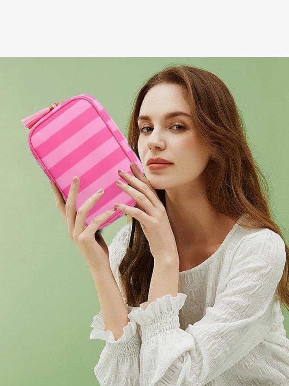 Make up bag, Travel cosmetic organizer, tassel toiletry, bag, large canvas NWT